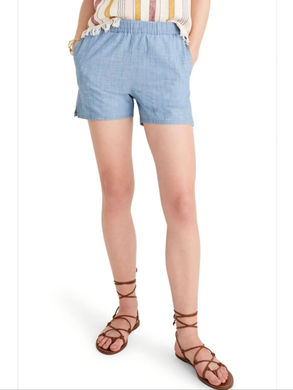 Madewell Cotton Coastal Blue Pull-On Chambray Denim Shorts XS